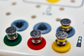 Dentist tools on the table. Sallow dof.