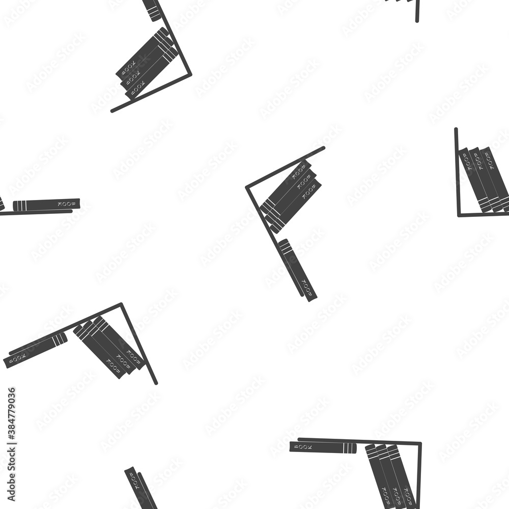 Poster vector image of books standing on a shelf seamless pattern on a white background.