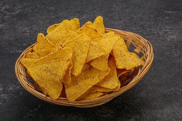 Mexican crunchy corn nachos triangle