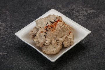 Herring butter spread in the bowl