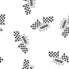 Vector car racing flag icon. Start, finish symbol seamless pattern on a white background.