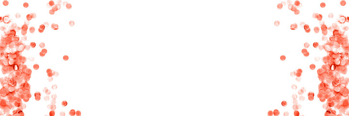 Banner made from coral confetti isolated on white background.