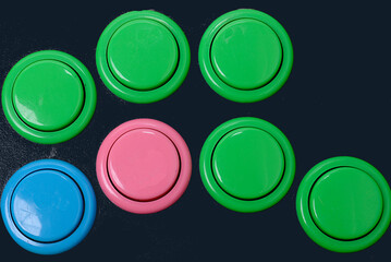 Close up view of the old joystick controller button © Leo Lintang