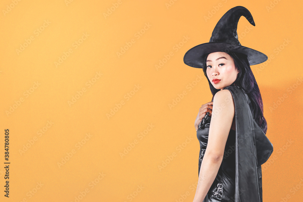 Canvas Prints asian witch woman with a hat standing