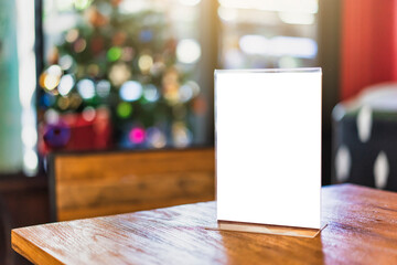 Mock up mini menu stand billboard sales advertisement blank space copy space in public area...