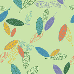 Seamless pattern with hand draw autumn leaves