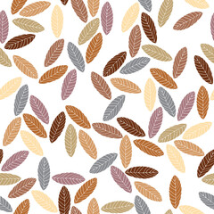 Seamless pattern with hand draw autumn leaves