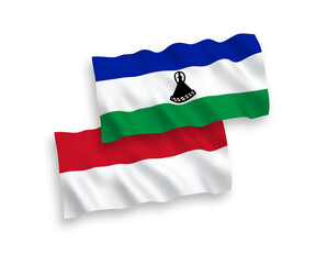 Flags of Indonesia and Lesotho on a white background