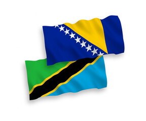 Flags of Bosnia and Herzegovina and Tanzania on a white background