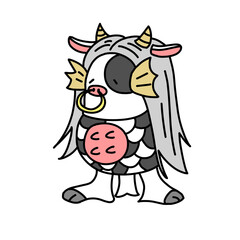 うしアマビエ　丑年　年賀状