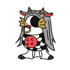 うしアマビエ　丑年　年賀状