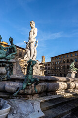 Neptune Fountain (Roman deity), by Bartolomeo Ammannati 1560-1565, Piazza della Signoria, Florence,...
