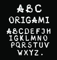 White creative origami alphabet letters. Vector