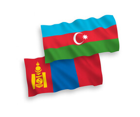 Flags of Mongolia and Azerbaijan on a white background