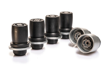 black secret wheel nut locks - isolate on a white background