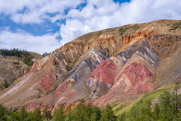 Multi-colored mars rock layers with iron oxide
