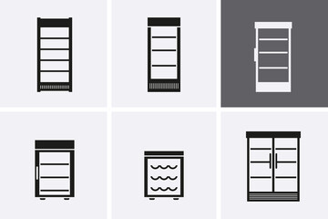 Fridge drink, freezer, Icon set.
