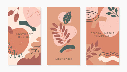 Set of editable insta story templates with copy space for text.Autumn ad and promo concept.Modern vector layouts.Trendy design for social media marketing,digital post,prints,banners.