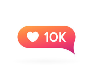 Notification counter badge. Social media label with 10k followers, comments or likes. Vector illustration