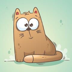 Funny cartoon cat. Hand drawn vector illustration with separate layers.
