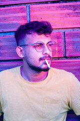 man smoking cigarette