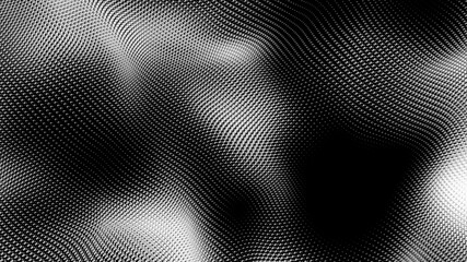 Dot white black wave technology texture background. Abstract big data digital concept. 3d rendering.