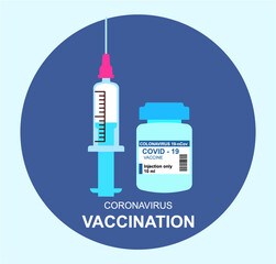 Vaccine and syringe injection. It use for prevention,immunization and treatment from corona virus infection