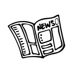 Doodle newspaper. News, announcements and articles. Hand drawn picture
isolated on white background. Vector