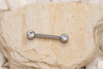 Beautiful piercing jewelry. Macro shot. Selective focus.