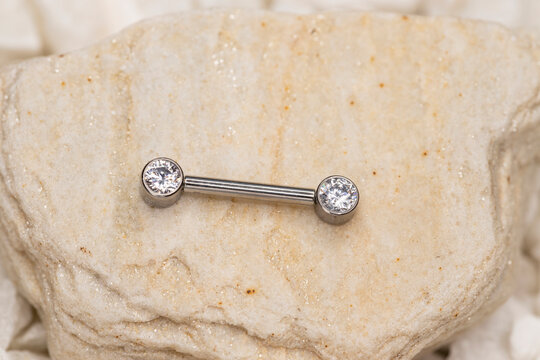 Beautiful piercing jewelry. Macro shot. Selective focus.