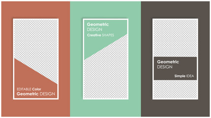 Clear editable template for social media networks stories. Colorful basic geometric shapes design backgrounds. Vector abstract illustration.