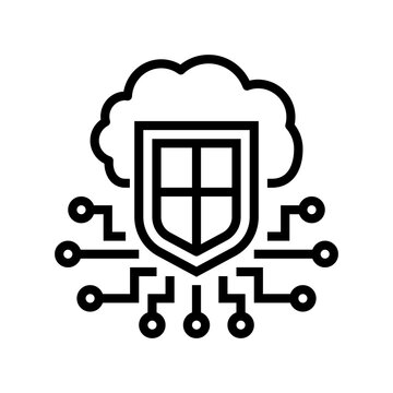electonic cloud protection line icon vector. electonic cloud protection sign. isolated contour symbol black illustration