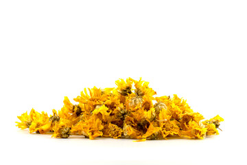 Chinese herbal concept Group of dried Chrysanthemum isolated on white background.