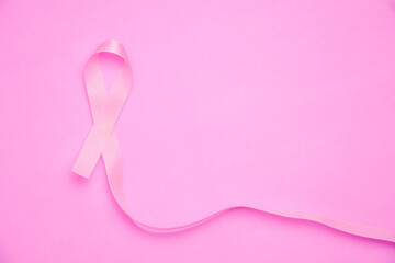 breast cancer awareness ribbon on pink background