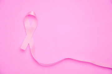 breast cancer awareness ribbon on pink background