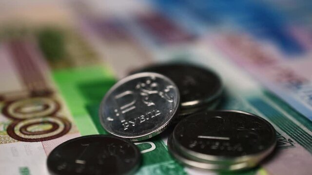 Russian ruble money rotates around