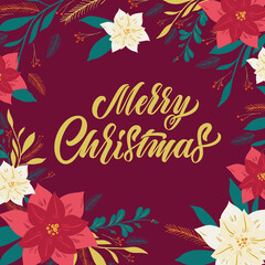 Fototapeta na wymiar Merry Christmas vector text Calligraphic Lettering design card template. Calligraphic handmade lettering.