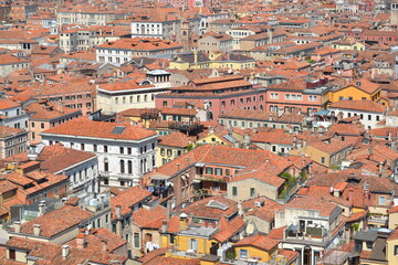 Fototapeta na wymiar Venetian terracotta tiled rooftops