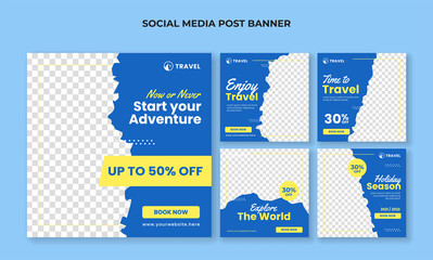 Travel adventure banner for social media post template