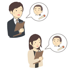 ハンコを貰いに行くのが億劫な会社員　柘　上半身(線無し)