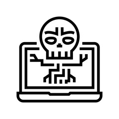 computer death programm line icon vector. computer death programm sign. isolated contour symbol black illustration