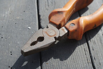 pliers on the table close up