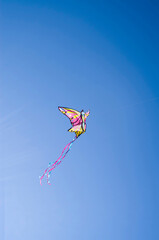 Colorful butterfly kite in blue sky