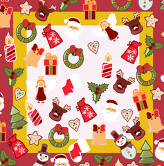 Fototapeta na wymiar Christmas decorations with holiday cookies on the white background