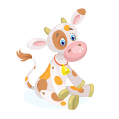 Kids toys. Funny wooden goby. The symbol of New Year. In a cartoon style. Isolated on white background. Vector flat illustration.