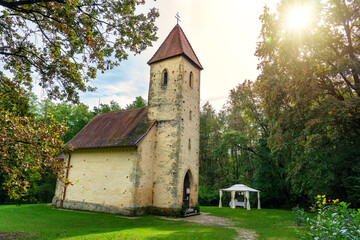 Fototapeta na wymiar Beautiful little old catholic Trinity church in Velemér Őrség national park