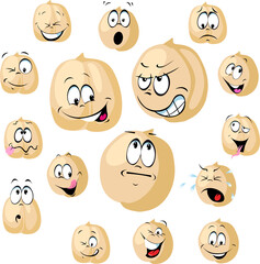 Chickpea Seeds Cartoon Vector Funny Illustration with many Facial Expressions
