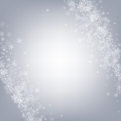 Silver Snowfall Vector Gray Background. Abstract 