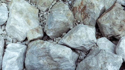 Pile of large gray white stone