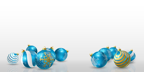 Elegant blue Christmas ball, beautifully placed on the ground for New Year's Christmas decoration.
